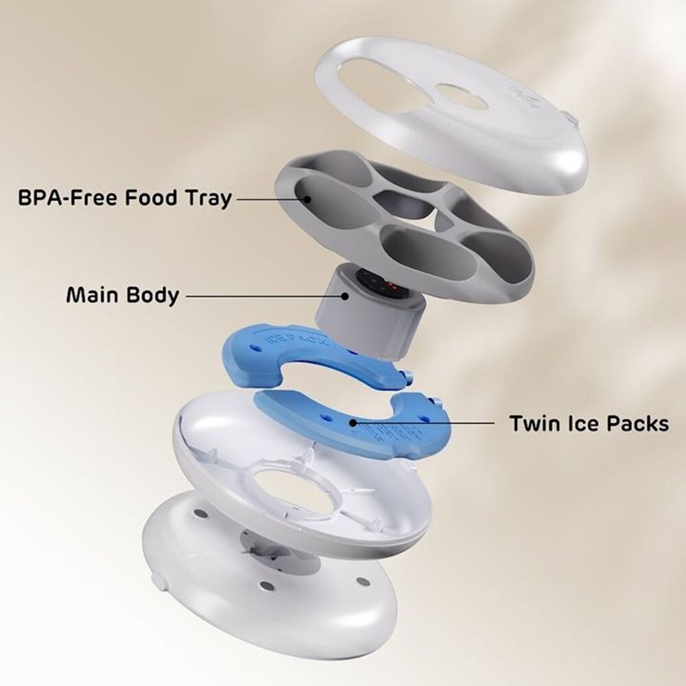 iPettie Donut Frost 6-Meal Automatic Pet Feeder with Dual Ice Packs Cordless - Picture 4 of 6